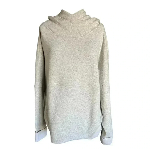 Prana Women’s Paskal Wool Blend Hoodie Bone Gray Front Pocket Sz XL - Picture 4 of 12